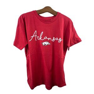 Pressbox Arkansas Razorbacks Womens Medium Red Cotton Tee Collegiate Graphic